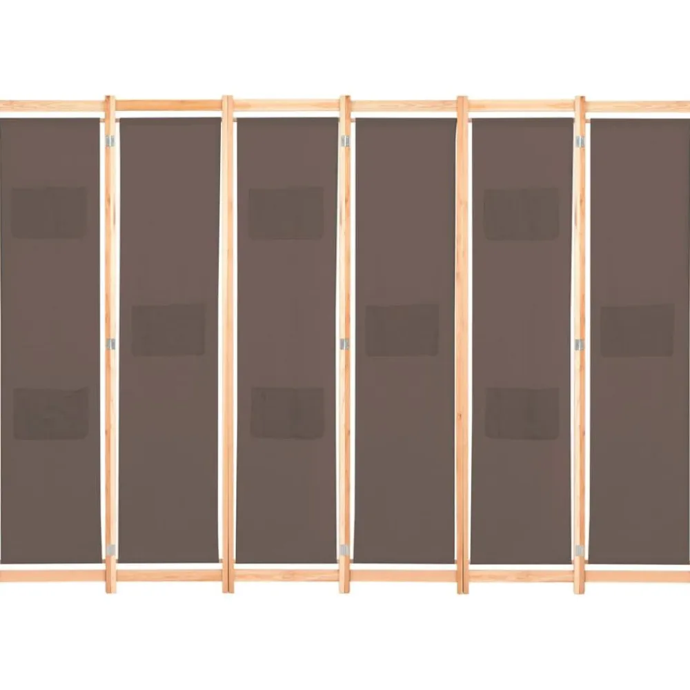 vidaXL Biombo divisor de 6 paneles de tela marrón 240x170x4 cm New