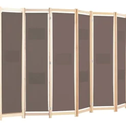 vidaXL Biombo divisor de 6 paneles de tela marrón 240x170x4 cm New