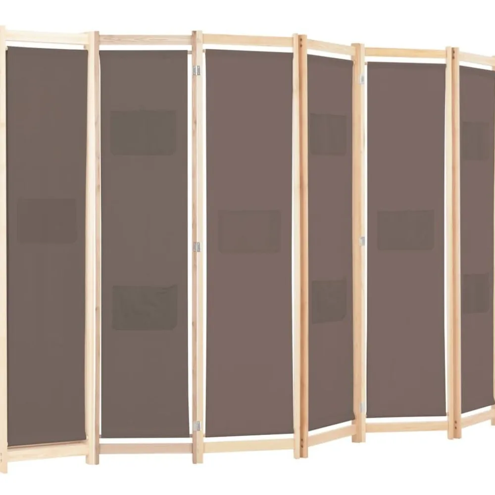 vidaXL Biombo divisor de 6 paneles de tela marrón 240x170x4 cm New