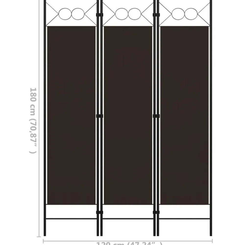 vidaXL Divisores De Ambientes-Biombo divisor de 3 paneles marrón 120x180 cm