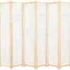 vidaXL Divisores De Ambientes-Biombo divisor de 6 paneles de tela color crema 240x170x4 cm