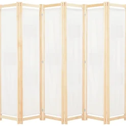 vidaXL Divisores De Ambientes-Biombo divisor de 6 paneles de tela color crema 240x170x4 cm