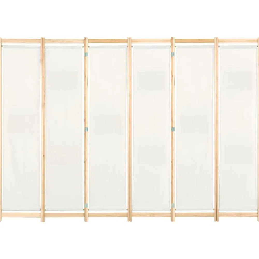 vidaXL Divisores De Ambientes-Biombo divisor de 6 paneles de tela color crema 240x170x4 cm