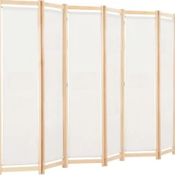 vidaXL Divisores De Ambientes-Biombo divisor de 6 paneles de tela color crema 240x170x4 cm