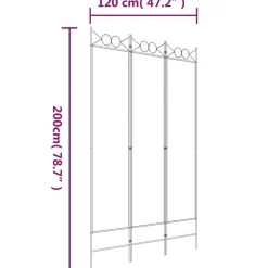 vidaXL Divisores De Ambientes-Biombo divisor de 3 paneles de tela 120x200 cm