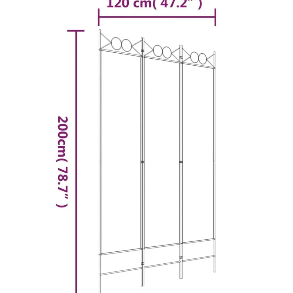 vidaXL Divisores De Ambientes-Biombo divisor de 3 paneles de tela 120x200 cm