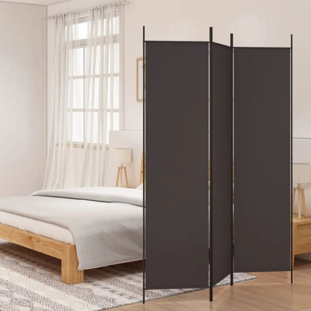 vidaXL Biombo divisor de 3 paneles de tela marrón 150x200 cm Marrón Hot
