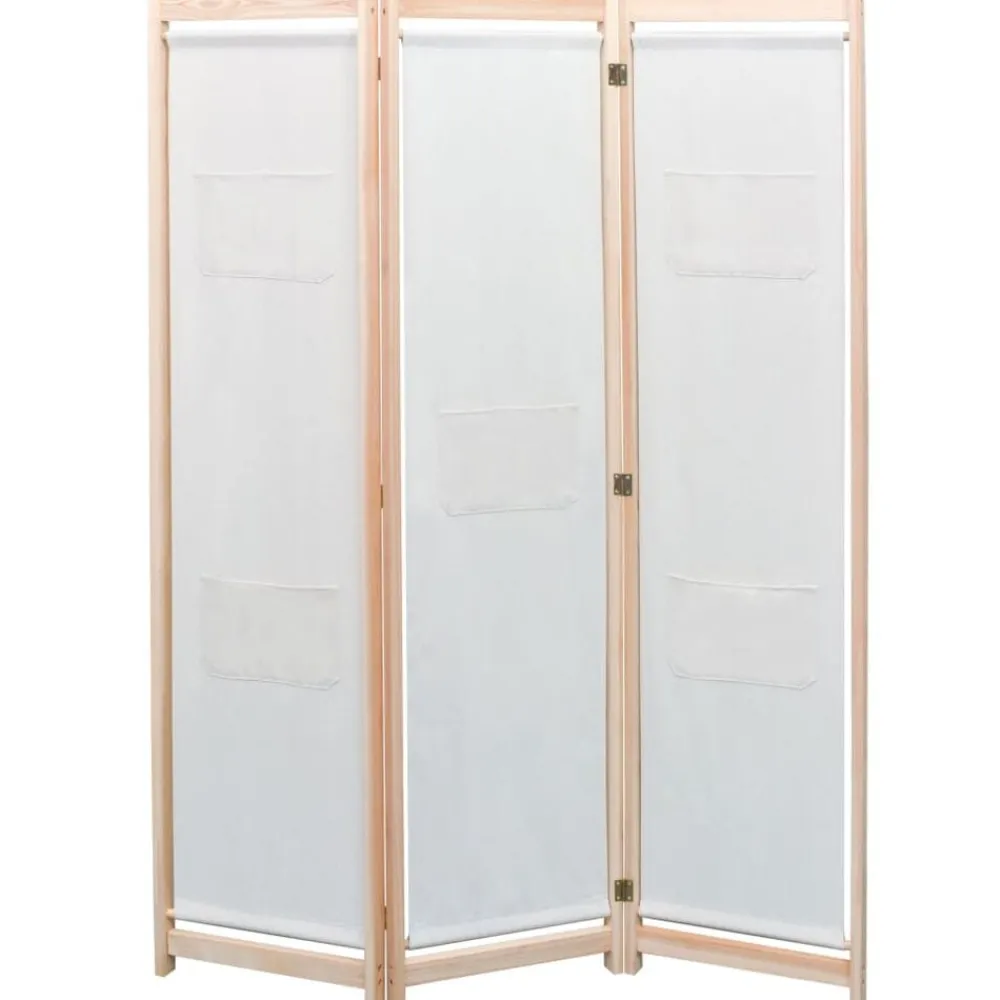 vidaXL Biombo divisor de 3 paneles de tela color crema 120x170x4 cm Online
