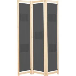 vidaXL Divisores De Ambientes-Biombo divisor de 3 paneles de tela gris 120x170x4 cm