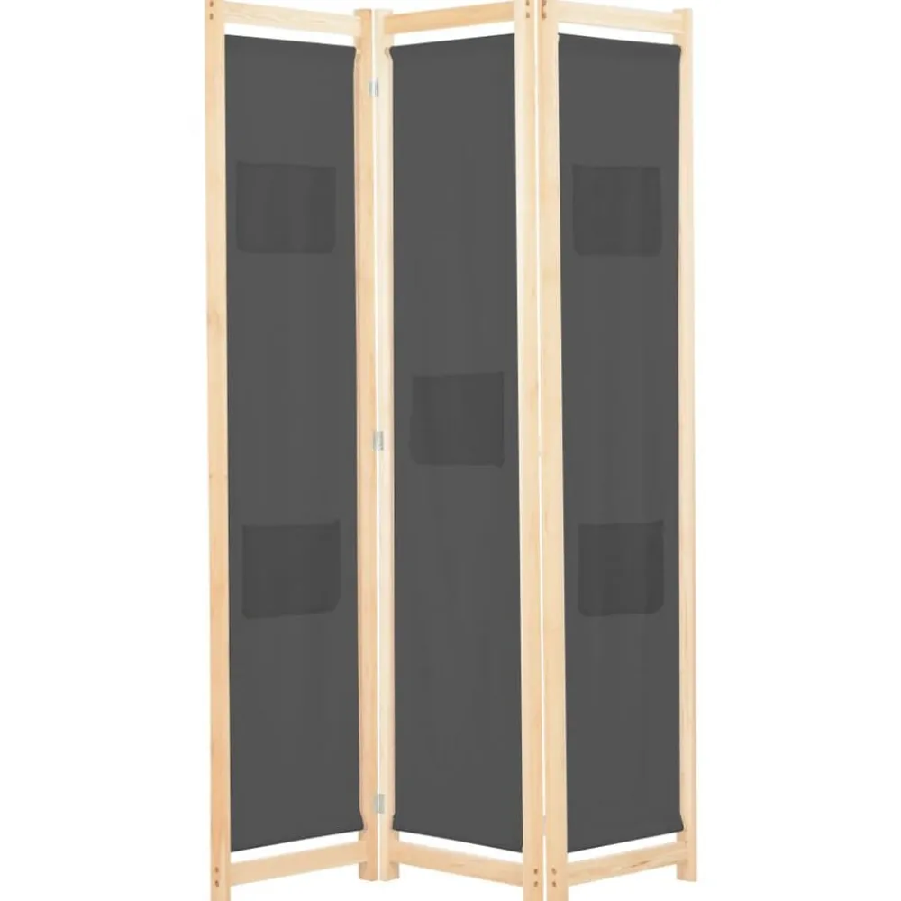 vidaXL Divisores De Ambientes-Biombo divisor de 3 paneles de tela gris 120x170x4 cm