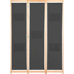 vidaXL Divisores De Ambientes-Biombo divisor de 3 paneles de tela gris 120x170x4 cm