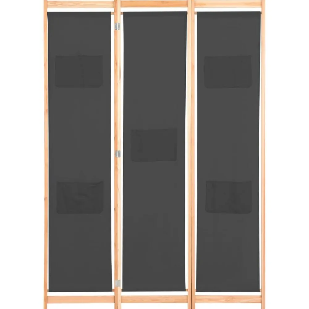 vidaXL Divisores De Ambientes-Biombo divisor de 3 paneles de tela gris 120x170x4 cm