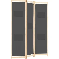 vidaXL Divisores De Ambientes-Biombo divisor de 3 paneles de tela gris 120x170x4 cm