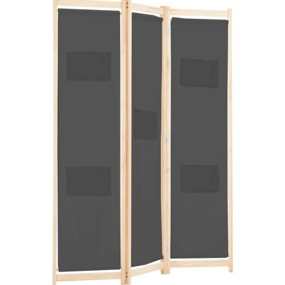 vidaXL Divisores De Ambientes-Biombo divisor de 3 paneles de tela gris 120x170x4 cm