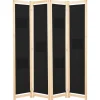 vidaXL Divisores De Ambientes-Biombo divisor de 4 paneles de tela negro 160x170x4 cm