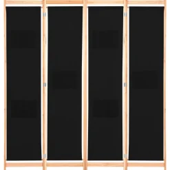 vidaXL Divisores De Ambientes-Biombo divisor de 4 paneles de tela negro 160x170x4 cm