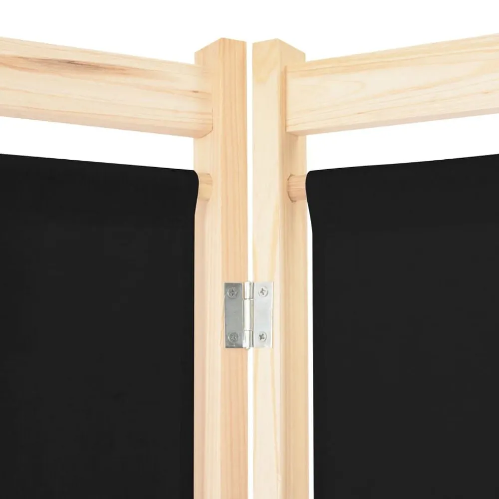 vidaXL Divisores De Ambientes-Biombo divisor de 4 paneles de tela negro 160x170x4 cm