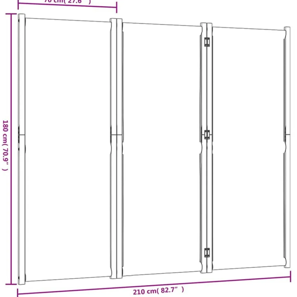 vidaXL Biombo divisor de 3 paneles 210x180 cm Azul oscuro Outlet