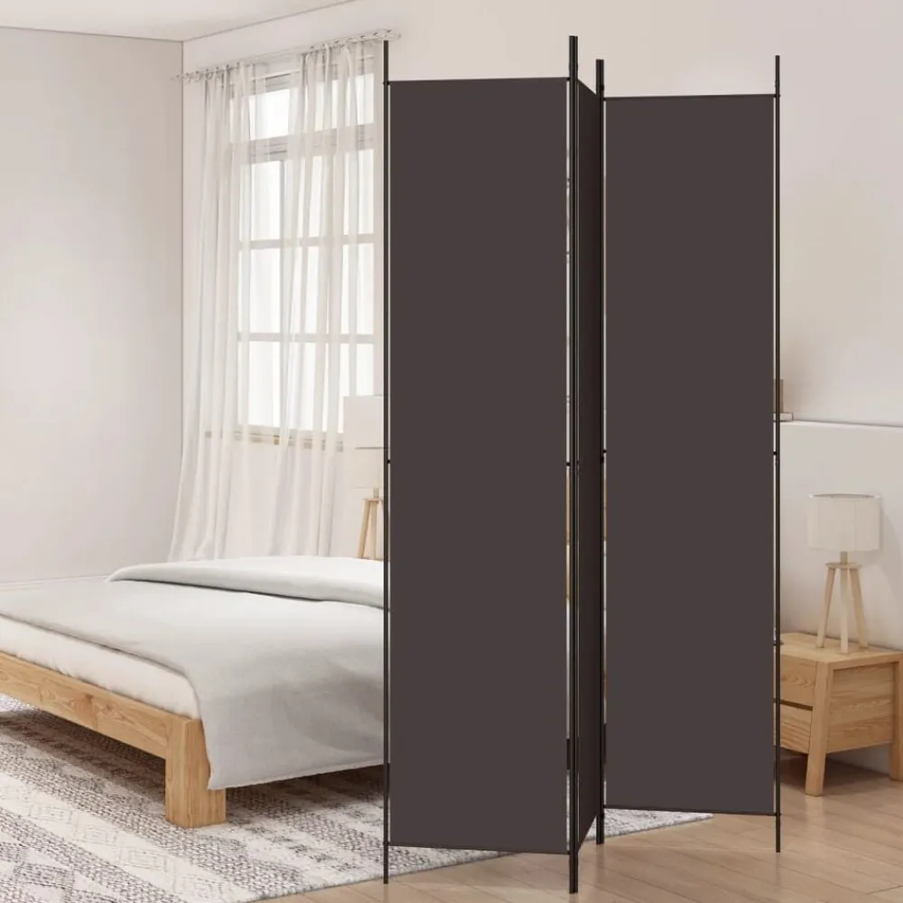 vidaXL Divisores De Ambientes-Biombo divisor de 3 paneles de tela marrón 150x220 cm