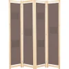 vidaXL Divisores De Ambientes-Biombo divisor de 4 paneles de tela marrón 160x170x4 cm