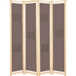 vidaXL Divisores De Ambientes-Biombo divisor de 4 paneles de tela marrón 160x170x4 cm