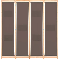 vidaXL Divisores De Ambientes-Biombo divisor de 4 paneles de tela marrón 160x170x4 cm