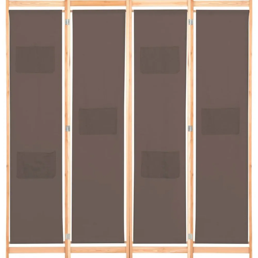 vidaXL Divisores De Ambientes-Biombo divisor de 4 paneles de tela marrón 160x170x4 cm