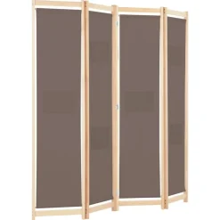 vidaXL Divisores De Ambientes-Biombo divisor de 4 paneles de tela marrón 160x170x4 cm