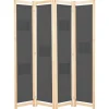 vidaXL Divisores De Ambientes-Biombo divisor de 4 paneles de tela gris 160x170x4 cm