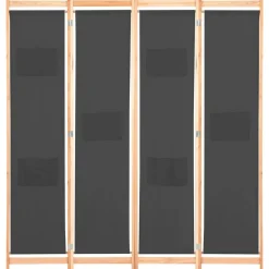 vidaXL Divisores De Ambientes-Biombo divisor de 4 paneles de tela gris 160x170x4 cm