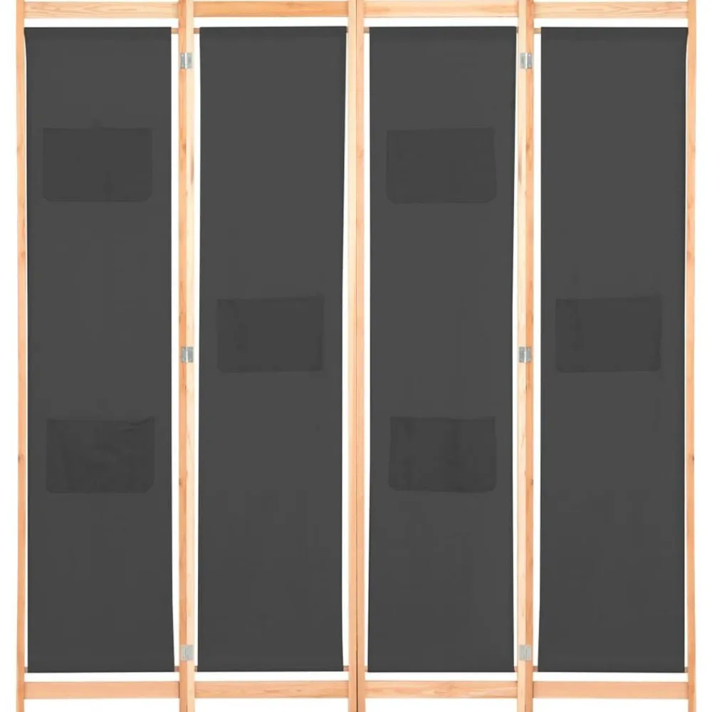 vidaXL Divisores De Ambientes-Biombo divisor de 4 paneles de tela gris 160x170x4 cm