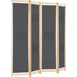 vidaXL Divisores De Ambientes-Biombo divisor de 4 paneles de tela gris 160x170x4 cm