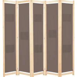 vidaXL Biombo divisor de 5 paneles de tela marrón 200x170x4 cm Best