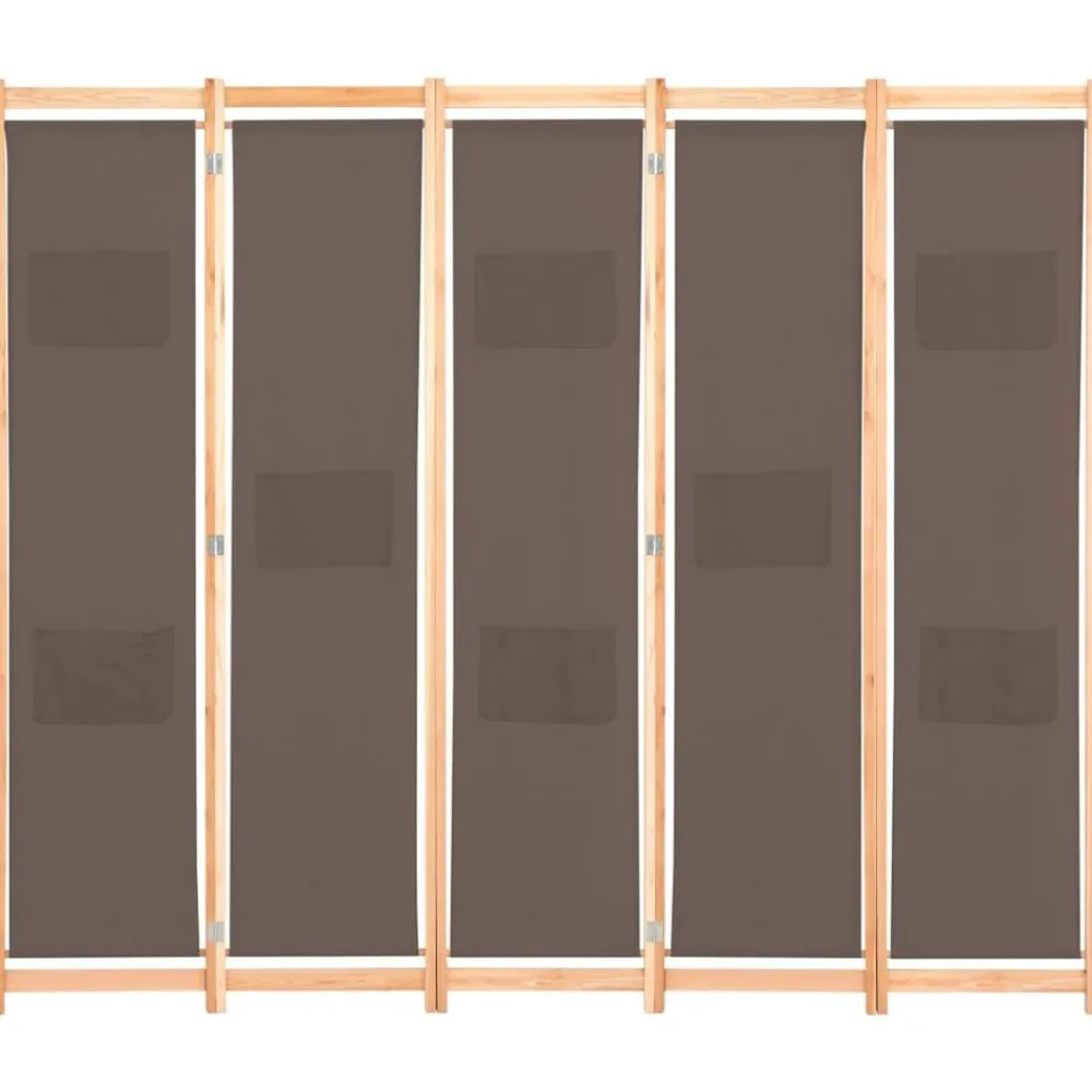 vidaXL Biombo divisor de 5 paneles de tela marrón 200x170x4 cm Best