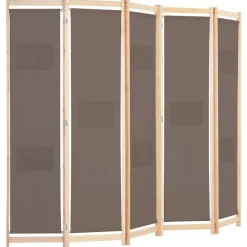 vidaXL Biombo divisor de 5 paneles de tela marrón 200x170x4 cm Best