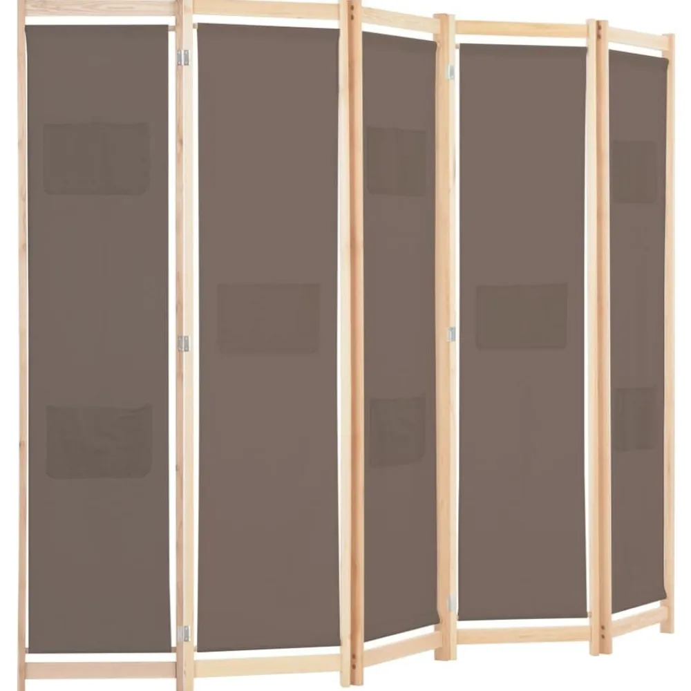 vidaXL Biombo divisor de 5 paneles de tela marrón 200x170x4 cm Best