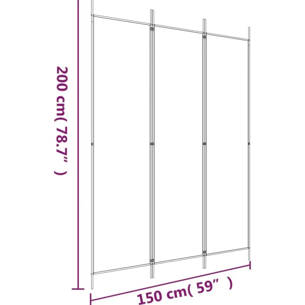 vidaXL Biombo divisor de 3 paneles de tela gris 150x200 cm Antracita Discount