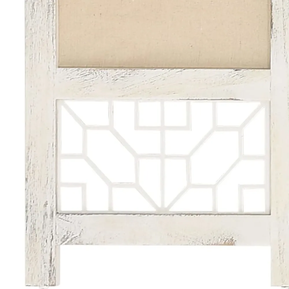 vidaXL Divisores De Ambientes-Biombo divisor de 4 paneles de tela color crema 140x165 cm