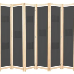 vidaXL Divisores De Ambientes-Biombo divisor de 6 paneles de tela gris 240x170x4 cm