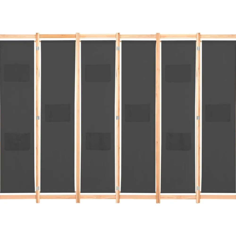 vidaXL Divisores De Ambientes-Biombo divisor de 6 paneles de tela gris 240x170x4 cm