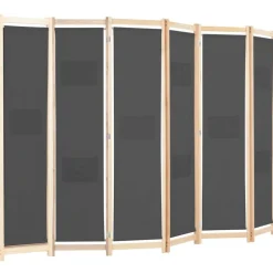 vidaXL Divisores De Ambientes-Biombo divisor de 6 paneles de tela gris 240x170x4 cm