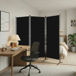 vidaXL Biombo divisor de 3 paneles 260x180 cm Negro Sale