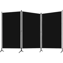 vidaXL Biombo divisor de 3 paneles 260x180 cm Negro Sale