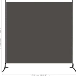 vidaXL Divisores De Ambientes-Biombo divisor de 1 panel gris 175x180 cm