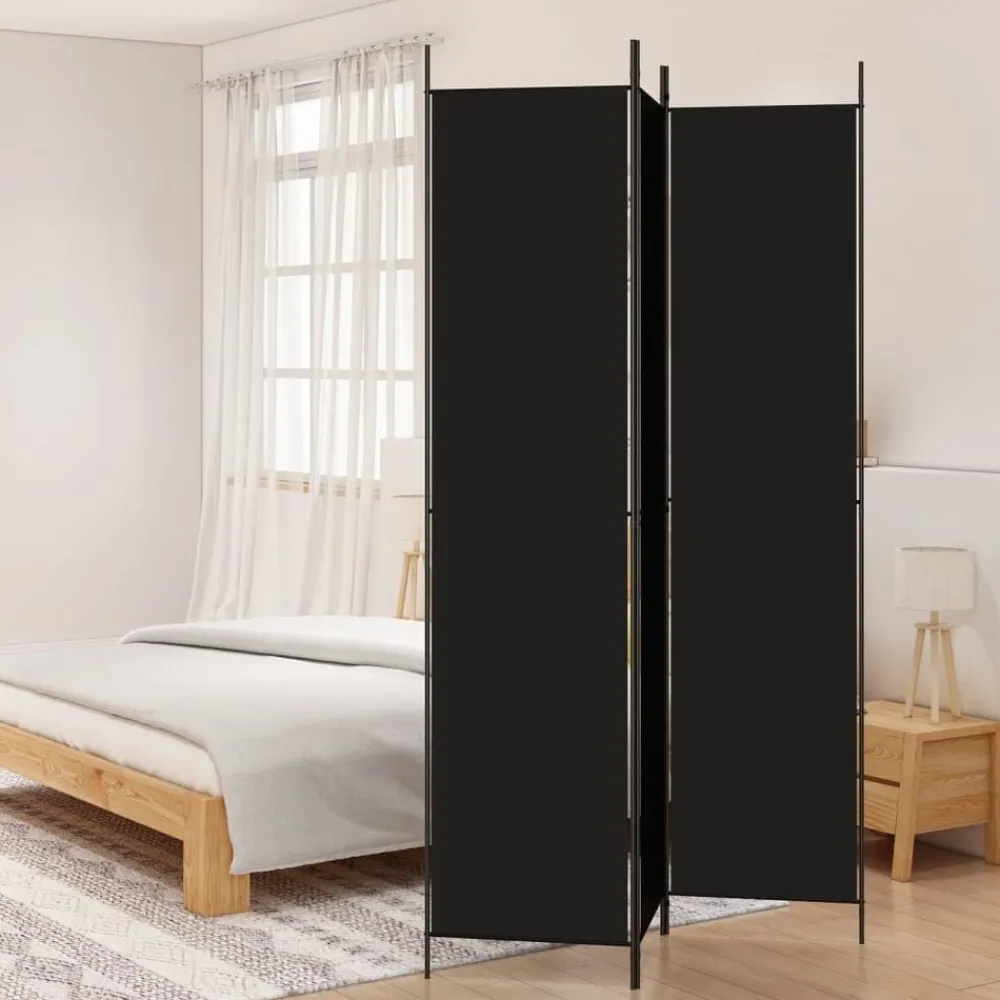 vidaXL Biombo divisor de 3 paneles de tela 150x220 cm Negro Discount