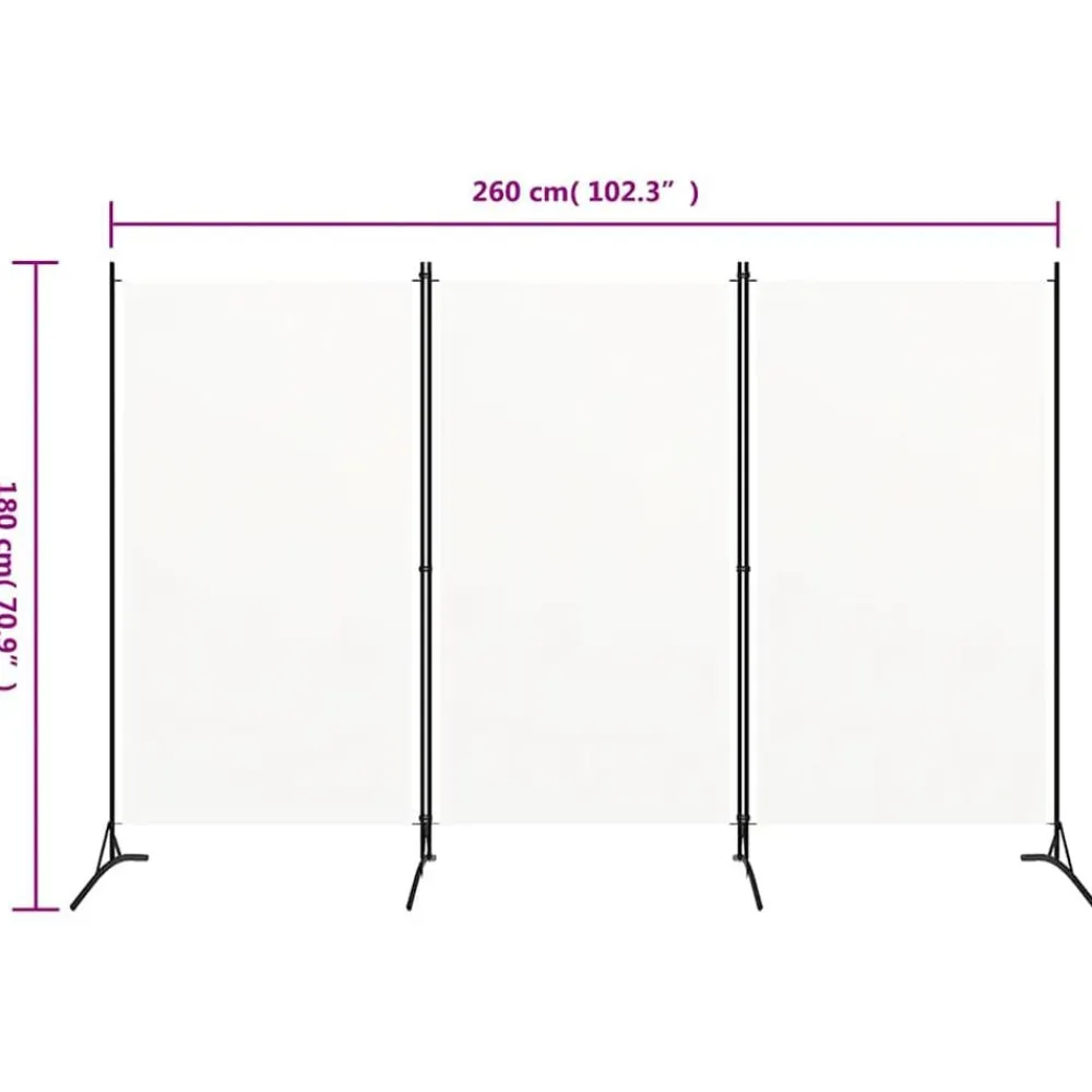 vidaXL Divisores De Ambientes-Biombo divisor de 3 paneles tela 260x180 cm