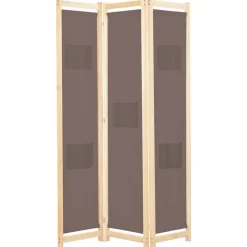 vidaXL Divisores De Ambientes-Biombo divisor de 3 paneles de tela marrón 120x170x4 cm
