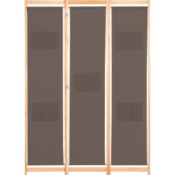 vidaXL Divisores De Ambientes-Biombo divisor de 3 paneles de tela marrón 120x170x4 cm