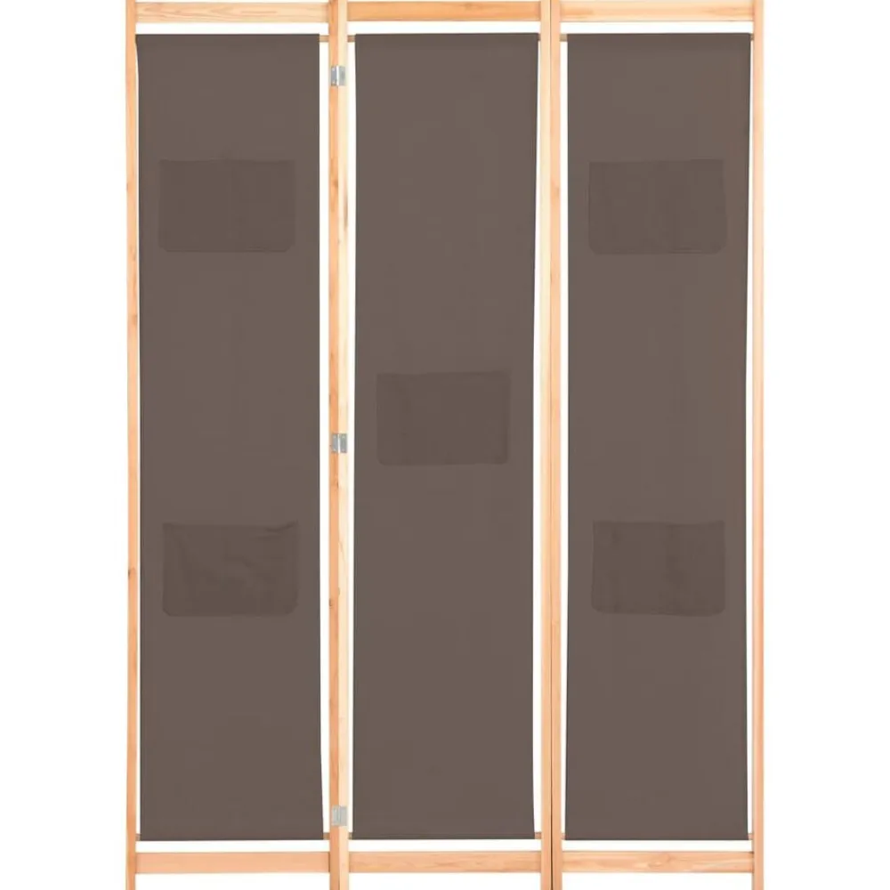 vidaXL Divisores De Ambientes-Biombo divisor de 3 paneles de tela marrón 120x170x4 cm