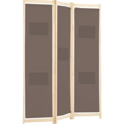 vidaXL Divisores De Ambientes-Biombo divisor de 3 paneles de tela marrón 120x170x4 cm